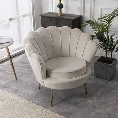 Cream Velvet Tufted Barrel Chair J646