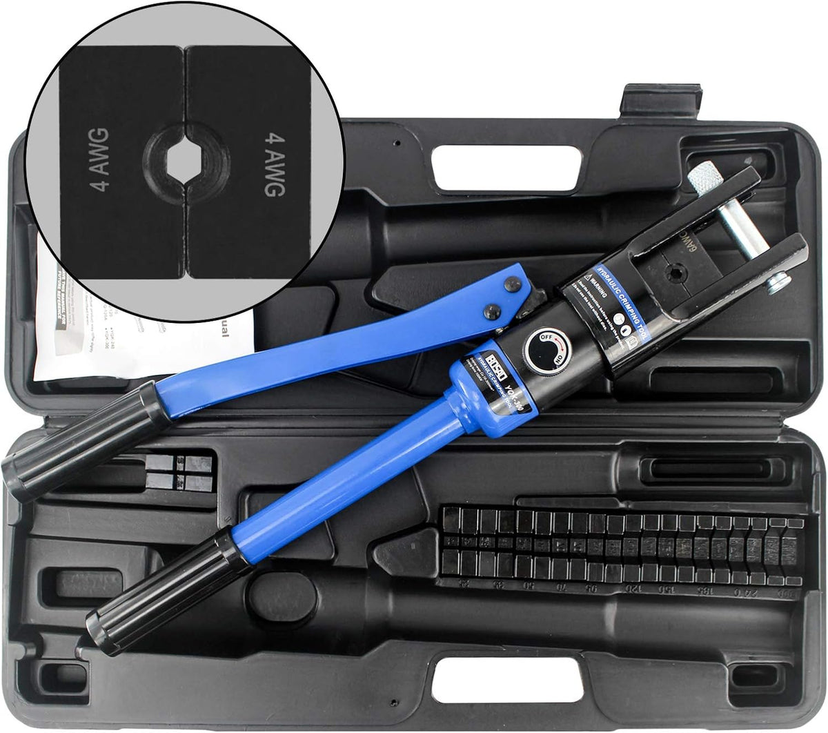 Hydraulic Cable Lug Crimper Tool 12 AWG to 00 (2/0) Electrical Terminal Wire Crimping Plier Kit, Pack of 2 V300723