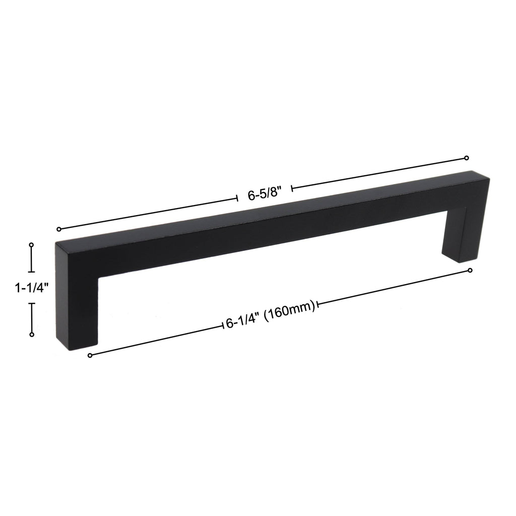 25-Pack 6-1/4-Inch Center Solid Square Bar Pull Black T17818