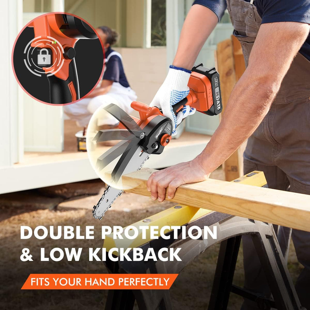 6" Mini Cordless Electric Chainsaw with Battery Indicator, Pack of 2 B5231