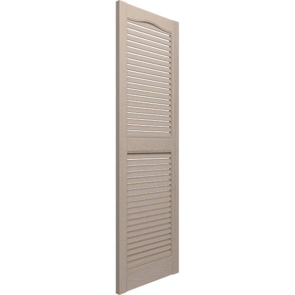 Vinyl Standard Cathedral Top Center Mullion with Open Louver Shutters 14 1/2x22 x 60x22 W V308