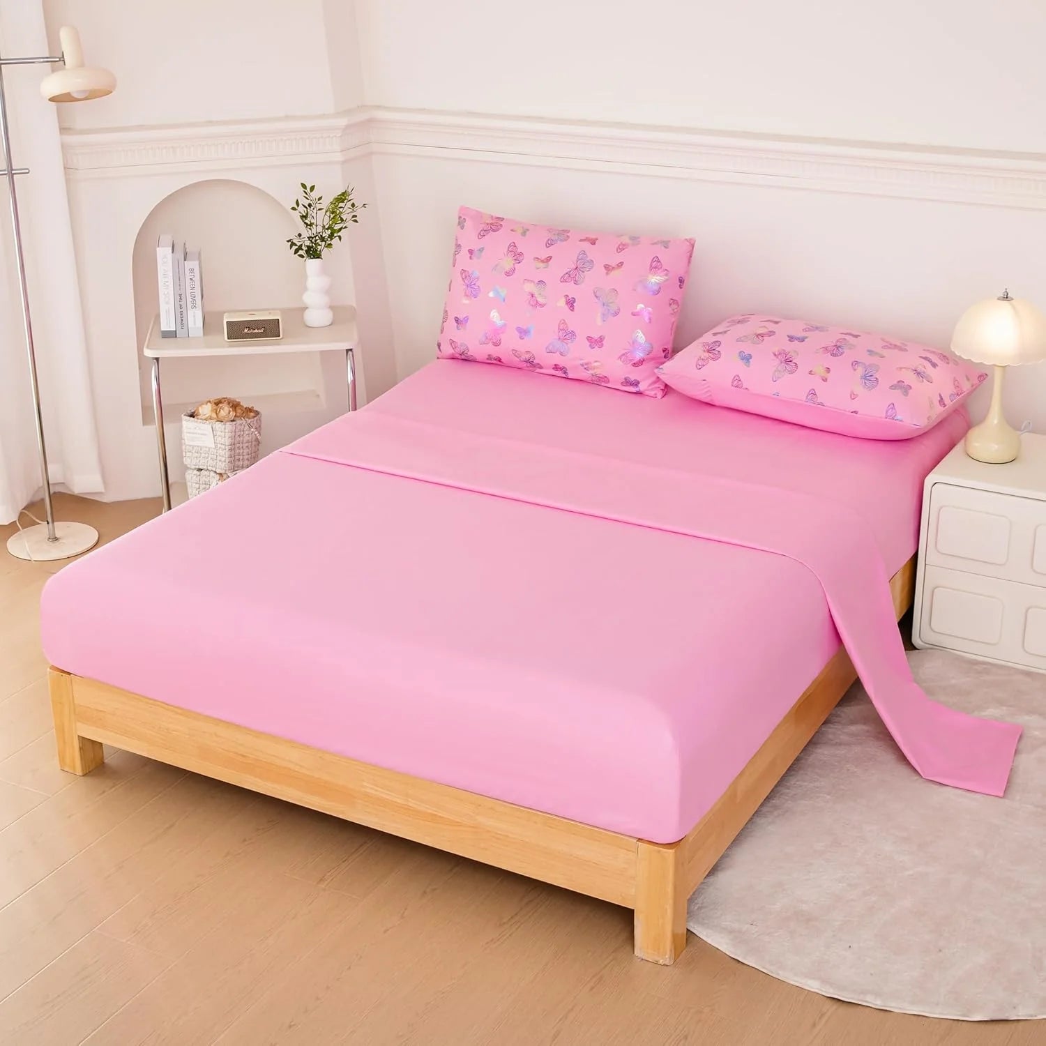 Purple 5 Pcs Full Size Comforter Set with Fitted Sheet, Flat Sheet, Comforter, Pillowcases U621