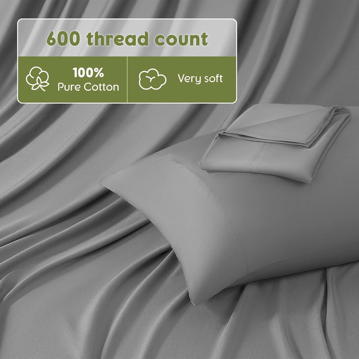 Queen Size 4 PC Cotton Sateen Bed Sheet Set with Deep Pocket O409