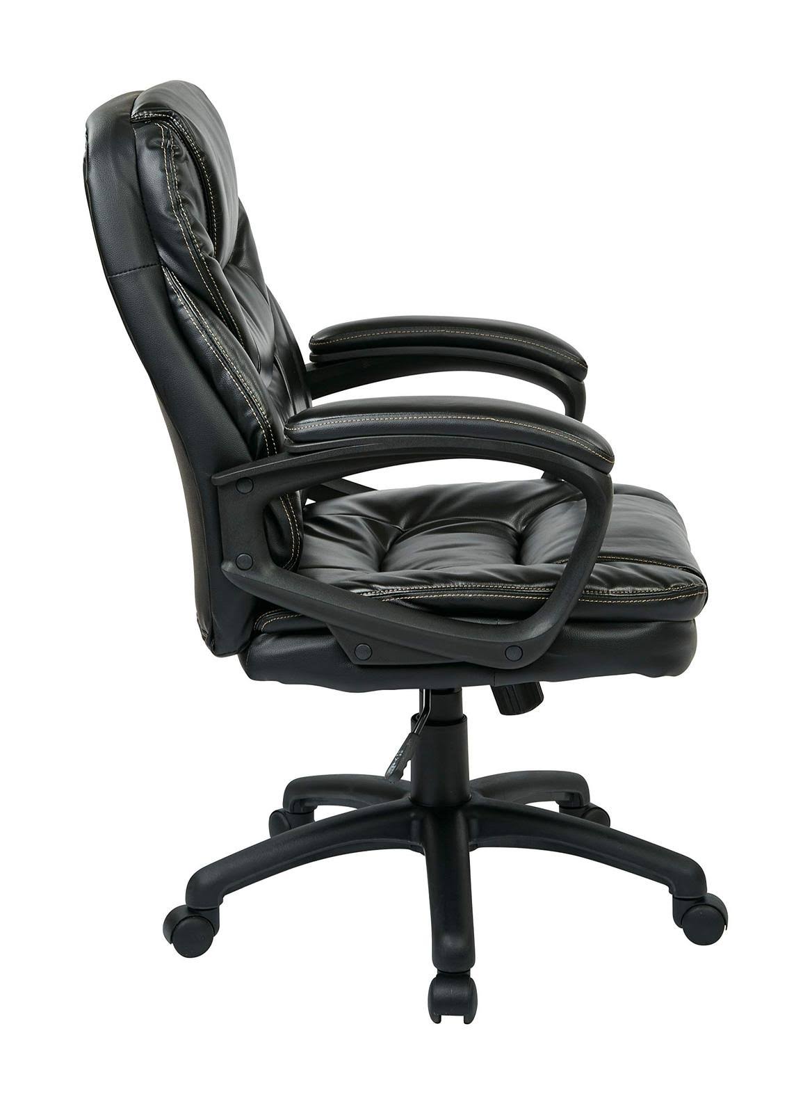 Faux Leather Manager's Chair with Padded Arms Black A87686