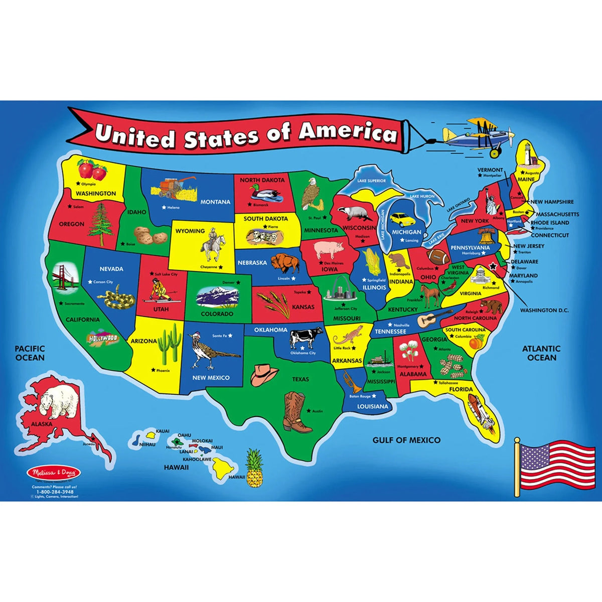 51 Pieces U.S.A. Map Floor Puzzle O2946