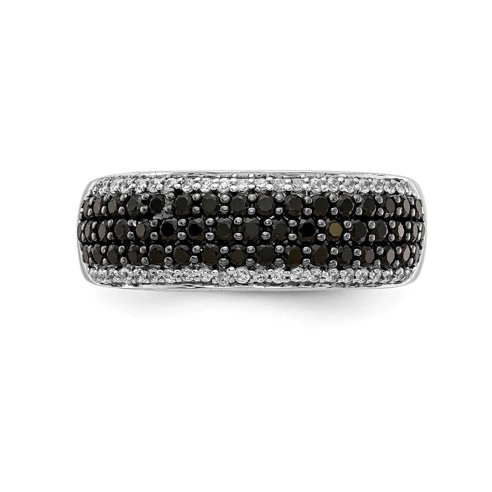 14kt White Gold White and Black Diamond Band Ring Size 7 E818062