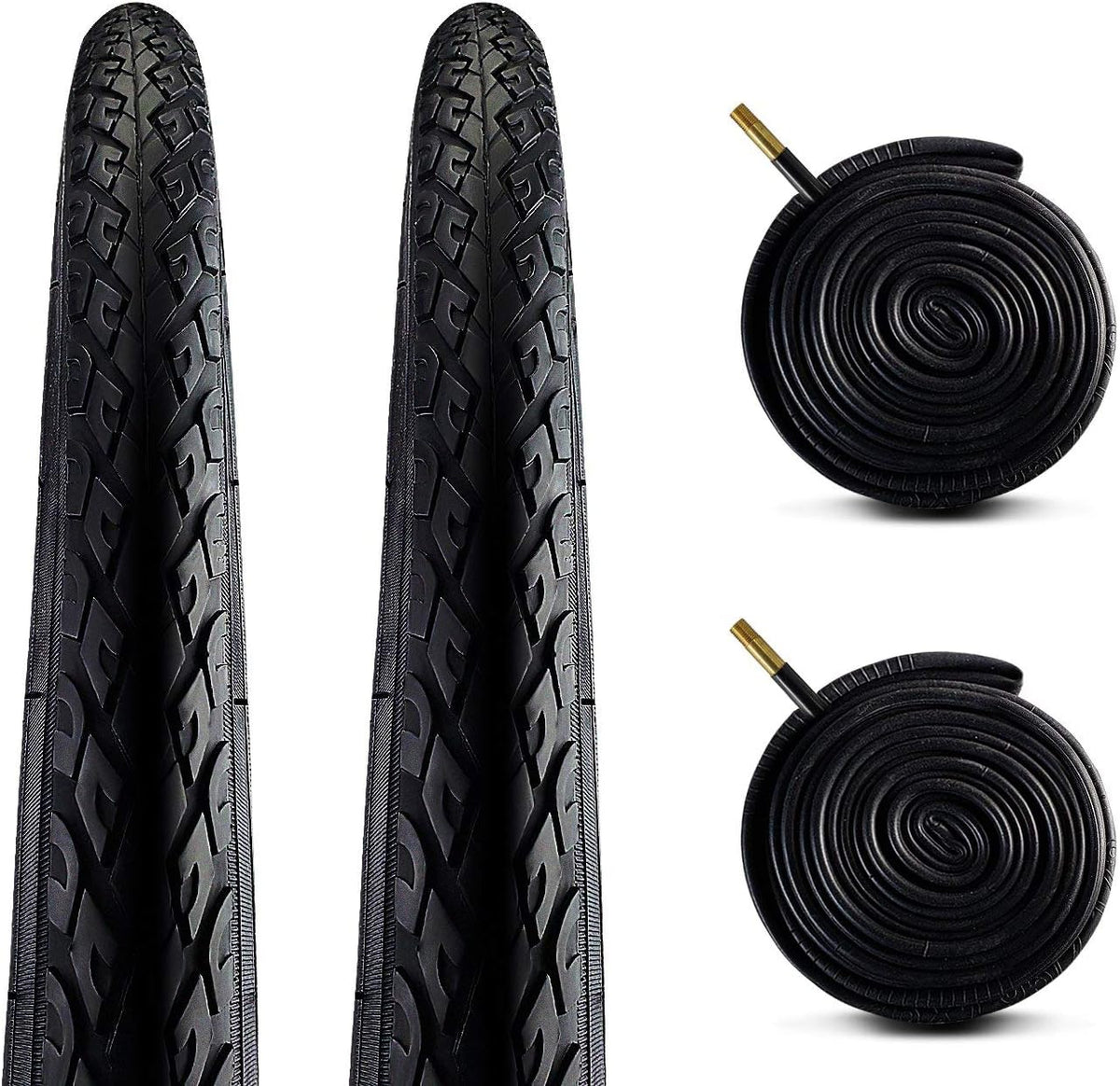 2 Pack Hybrid Bike Tires and Tube 700x38c Schrader 48mm Valve V807