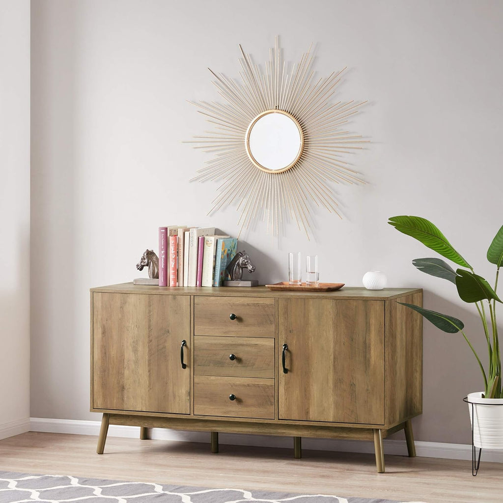 Dark Walnut Sideboard with Drawers and Cabinet Storage Z836074