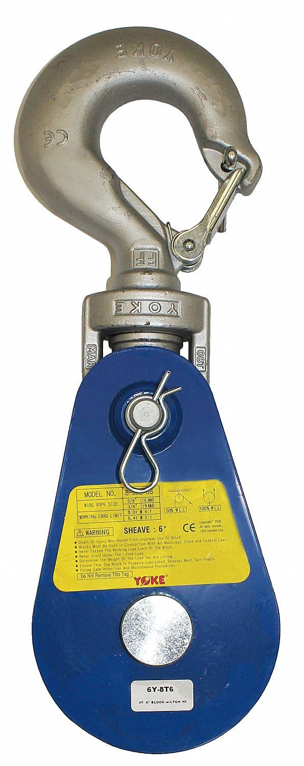 Snatch Block with Swivel Hook for Wire Rope, 1/2 in Max. Cable Size L8143