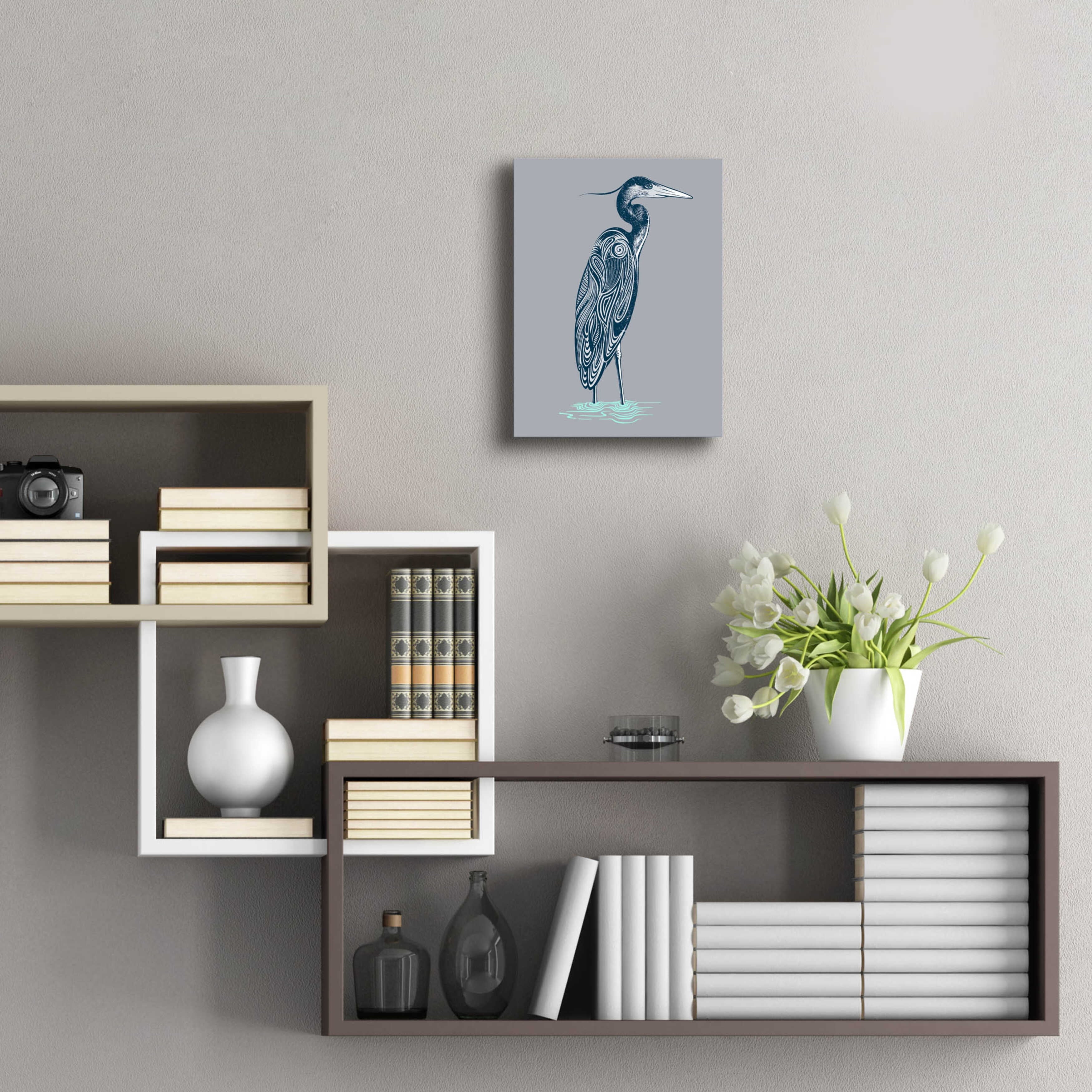 Blue Heron Acrylic Glass Wall Art, 12"x16" X35427