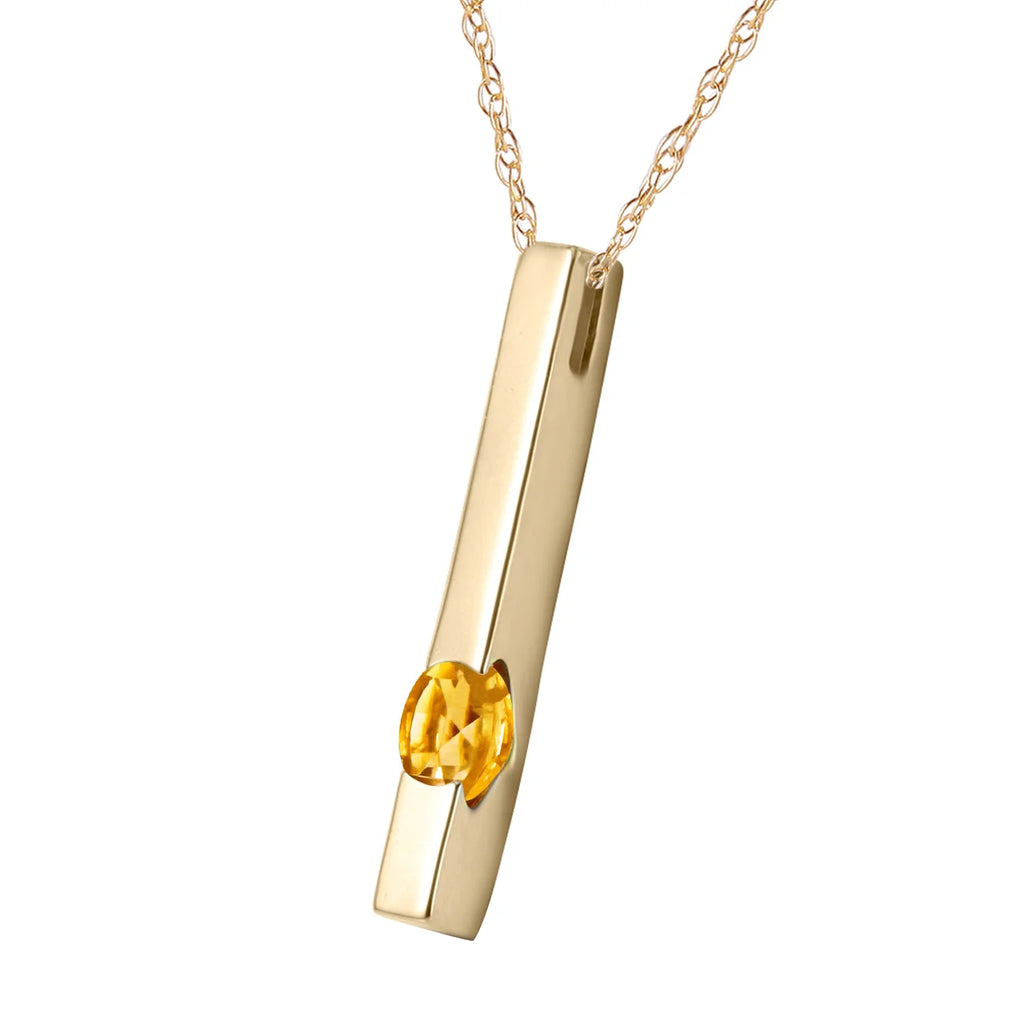 14k Yellow Gold Vertical Bar Necklace with Round Natural Citrine Q66687