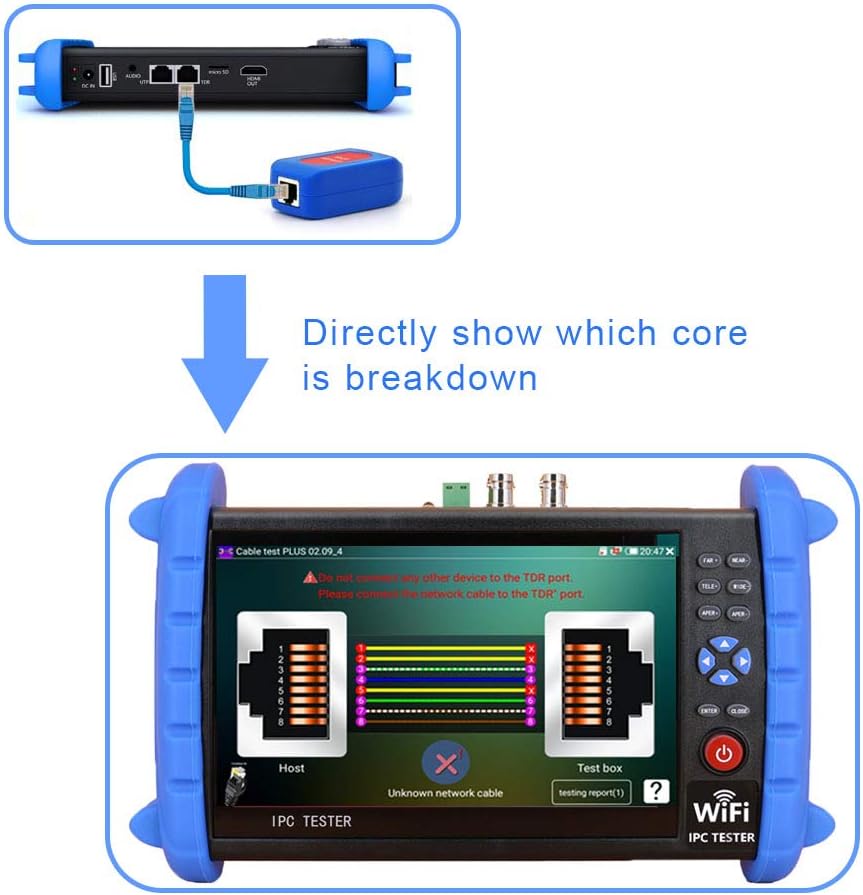 Security Camera Tester with SDI Input, Power Supply and Network Cable Test B997892