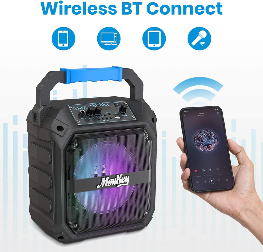Karaoke Machine Speaker with Bluetooth Portable PA Stereo System W124