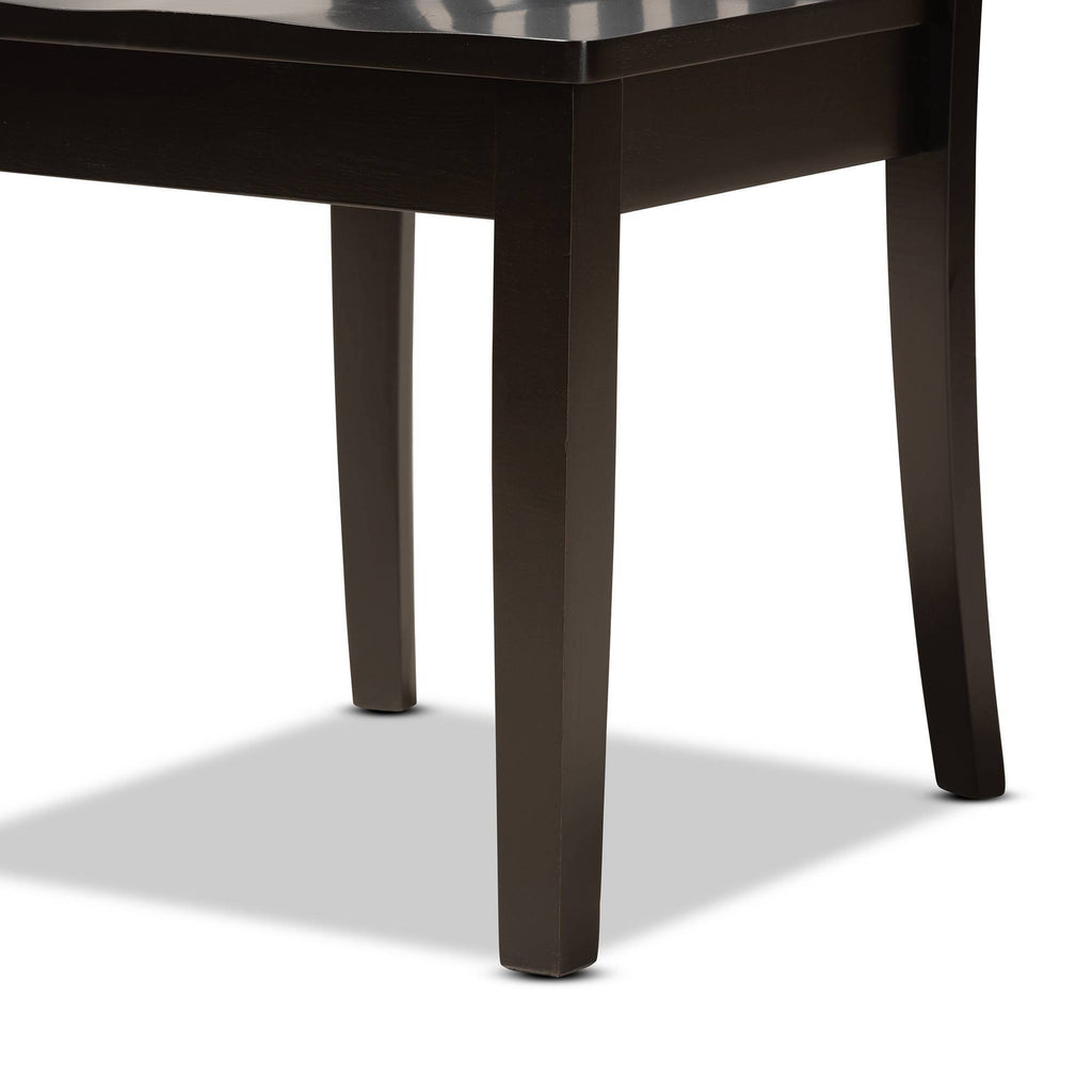 7-Piece Dark Brown Wood Dining Set J6118