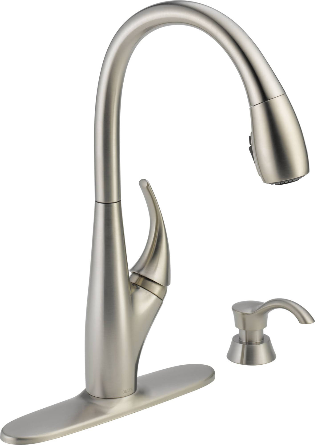 Single Handle Pull-Down Kitchen Faucet with Soap Dispenser, Stainless B488