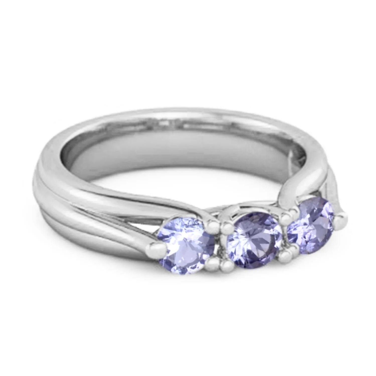Tanzanite Three Stone 925 Sterling Silver Ring C390
