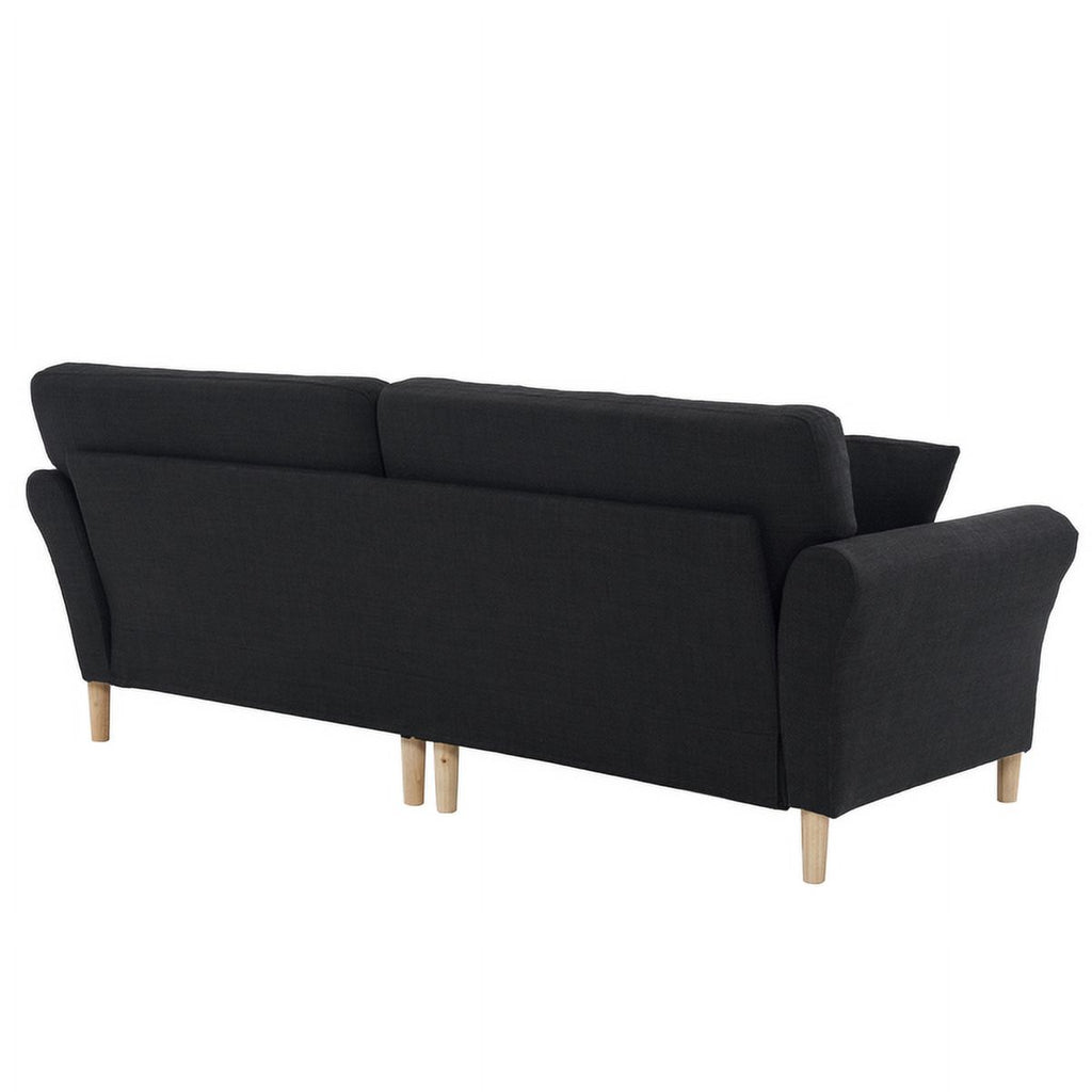 Black Upholstered 2-Seat Loveseat Sofa with 2 Pillows N986