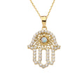 14K Yellow Gold Hamsa Pendant Necklace with 22" chain K79371
