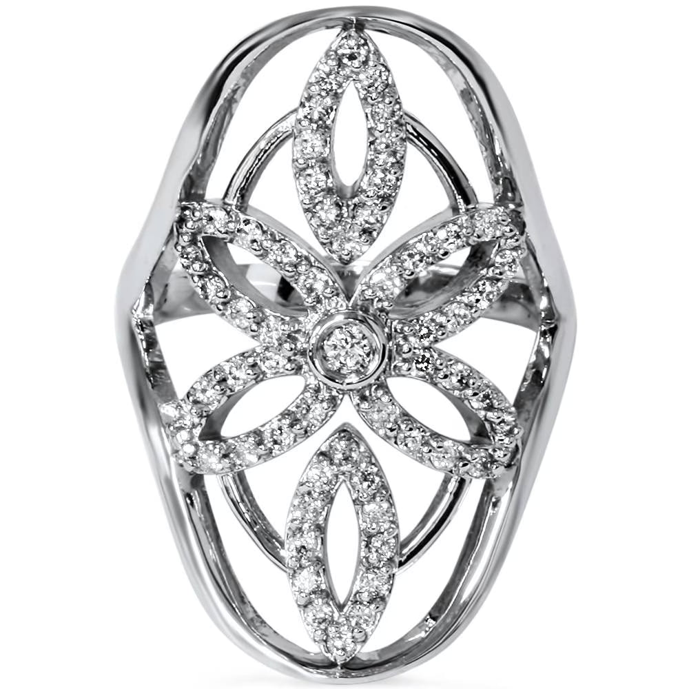 Vintage Diamond Knuckle Ring 14K White Gold I825046