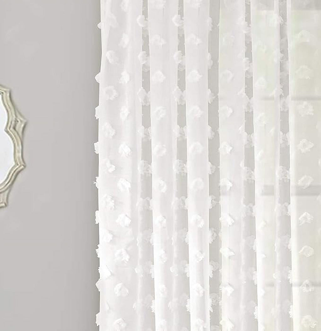 Off White Voile Chiffon Sheer Rod Pocket Door Curtain 52 Inch by 72 Inch C813081