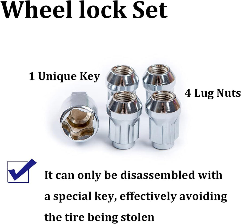 Wheel Locking Nuts Set of 4 with Wheel Lock Key Pouch Pack of 2 T17264