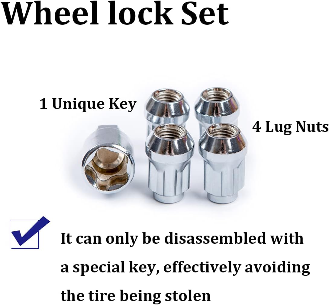 Wheel Locking Nuts Set of 4 with Wheel Lock Key Pouch Pack of 2 T17264