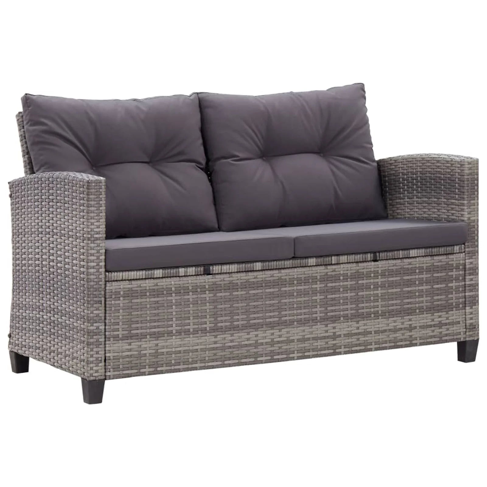 6 Piece Patio Sofa Set with Cushions Dark Gray Poly Rattan Steel Frame R4981