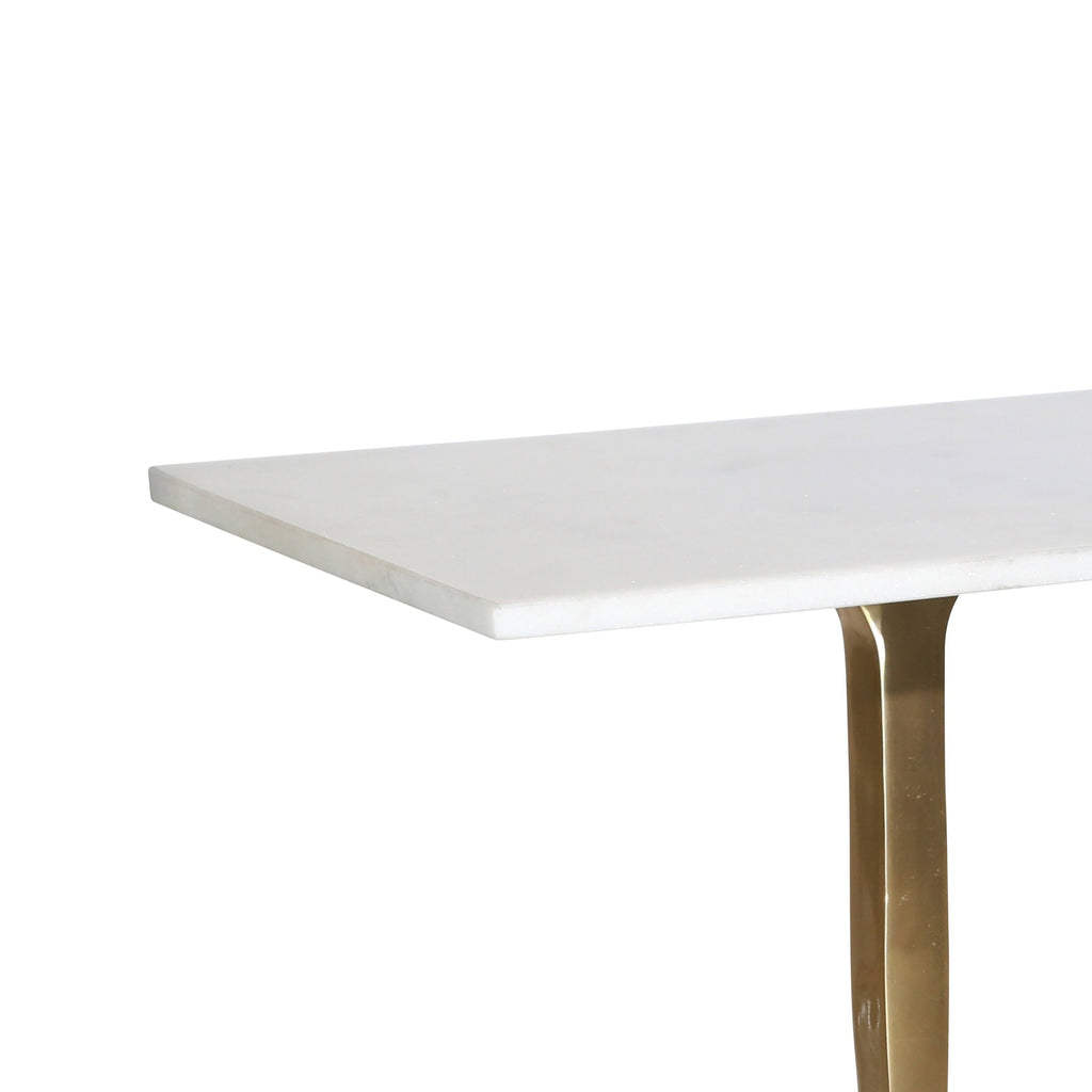 White and Gold Rectangular Marble Top Accent Table U76461