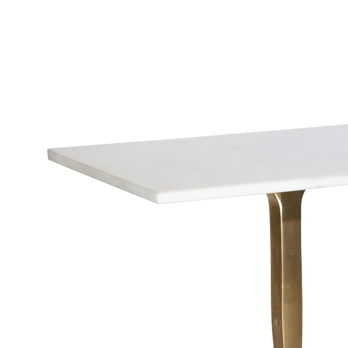 White and Gold Rectangular Marble Top Accent Table U76461