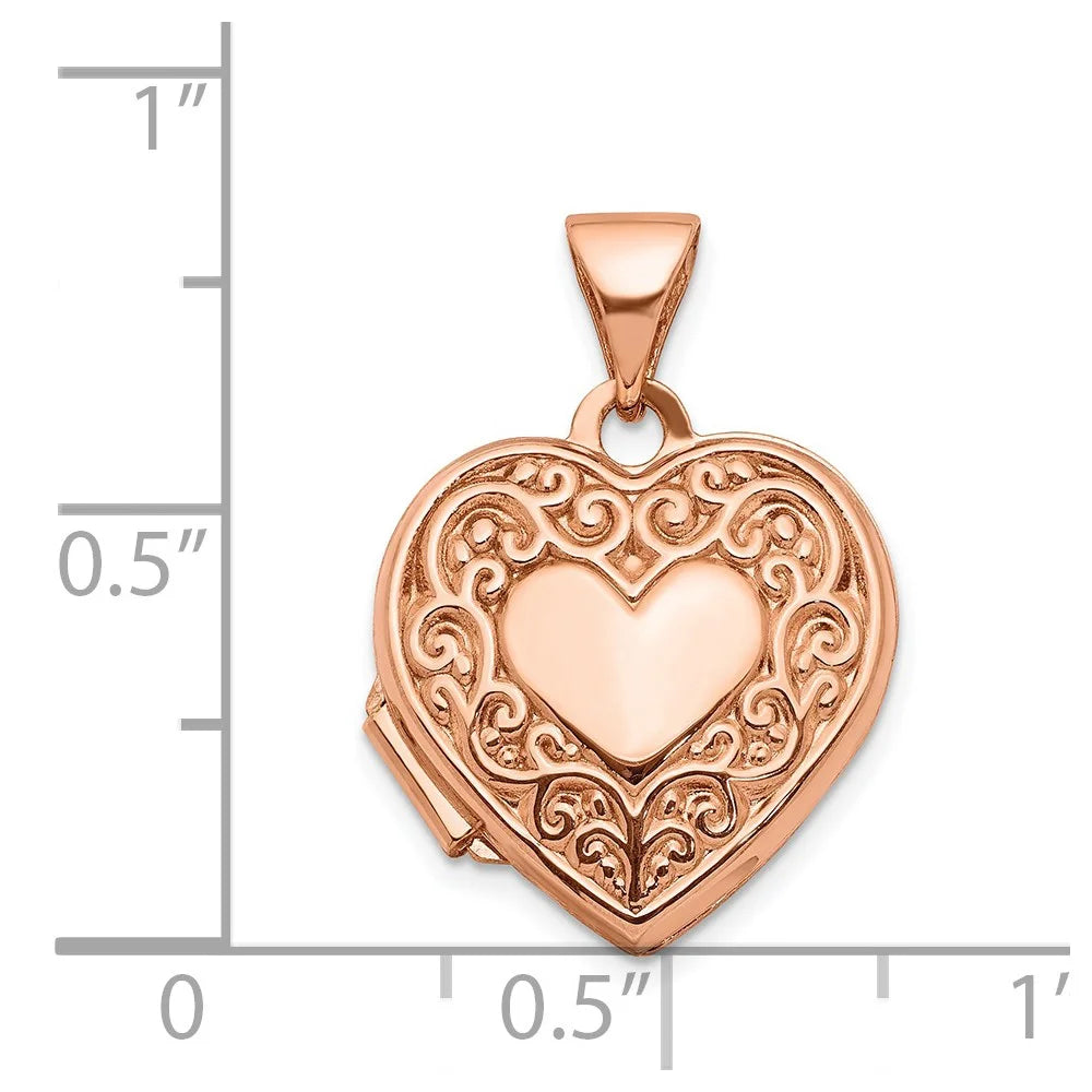 14K Rose Gold 15 mm Heart Locket Pendant U12780
