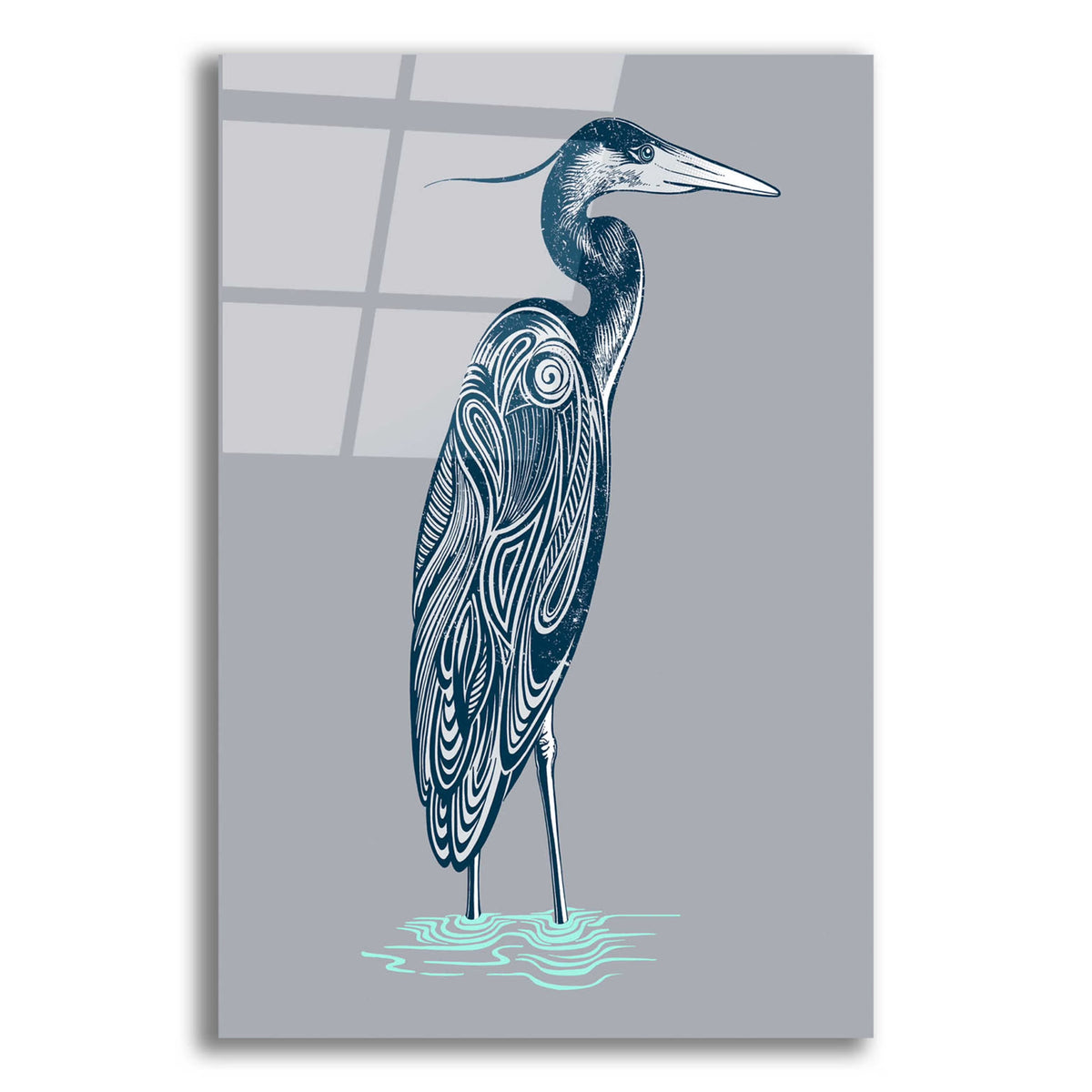 Blue Heron Acrylic Glass Wall Art, 12"x16" X35427