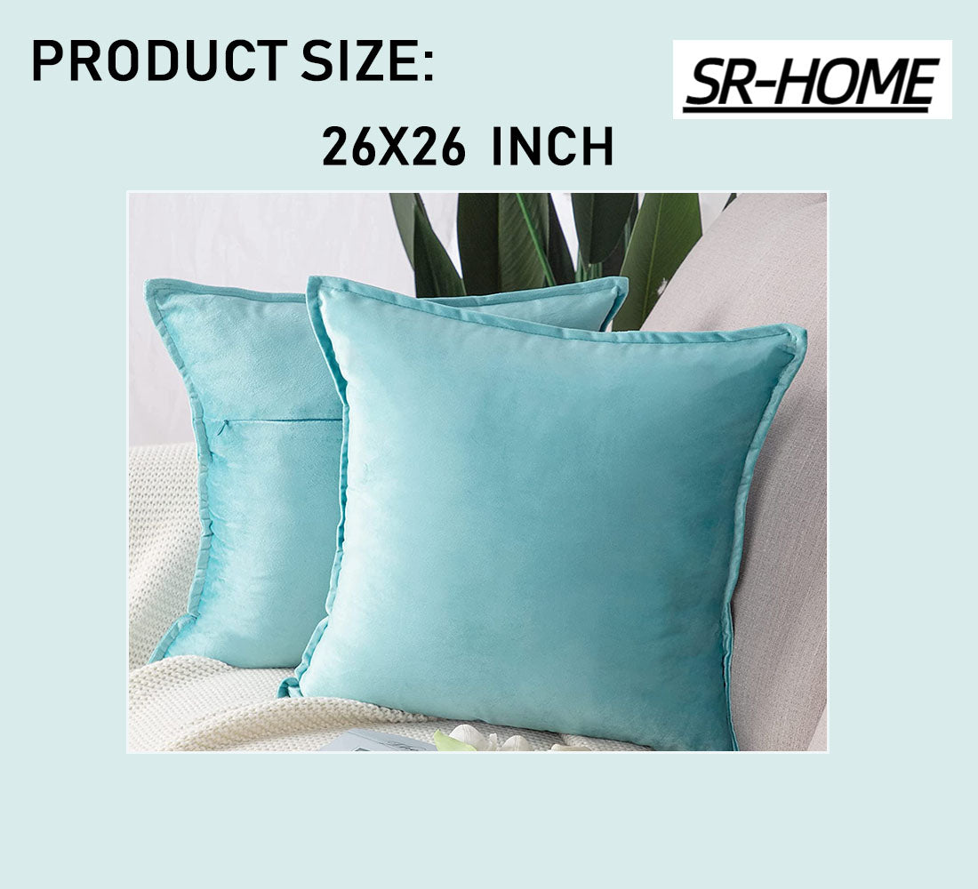 Set of 2 Super Soft Velvet Decorative Throw Pillow Covers Square with Fringe Cushion Case D684781