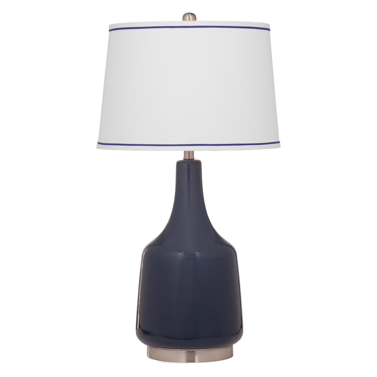 Blue and White Ceramic Table Lamp with Linen Shade F2790