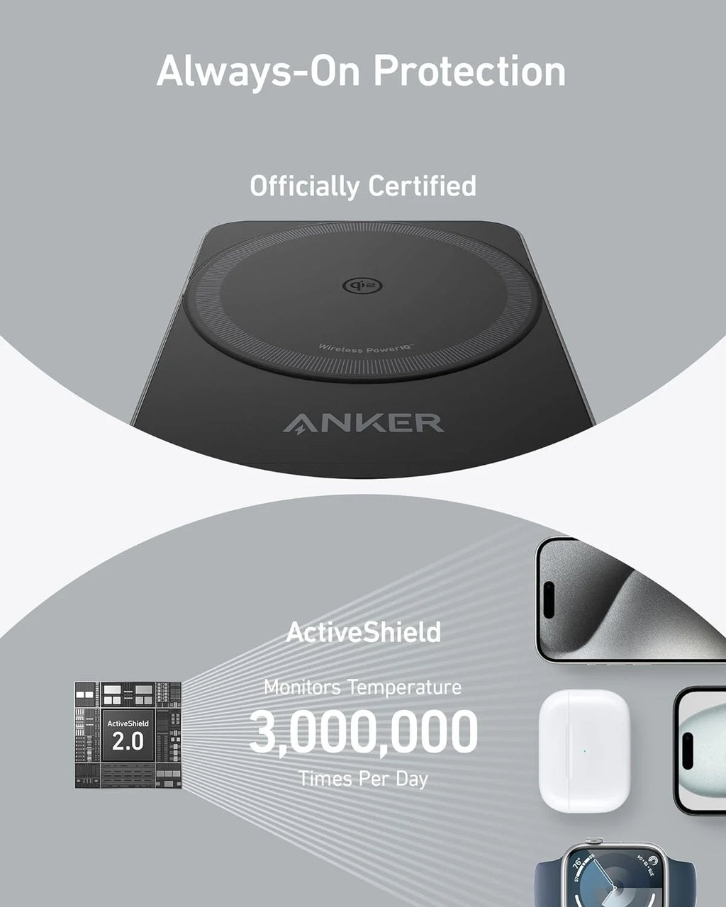 3-in-1 Wireless Charging Station with 40W USB-C Charger D98608