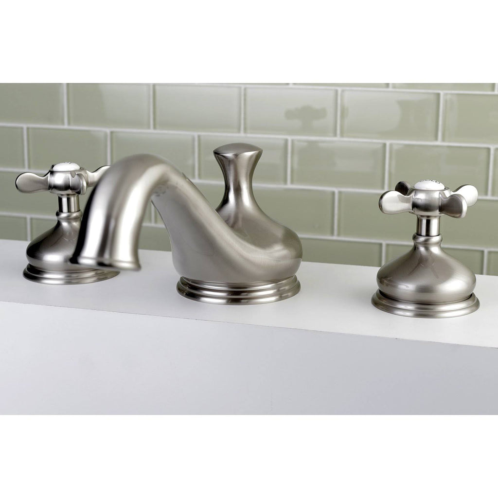 Satin Nickel Roman Tub Filler with Cross Handle X452