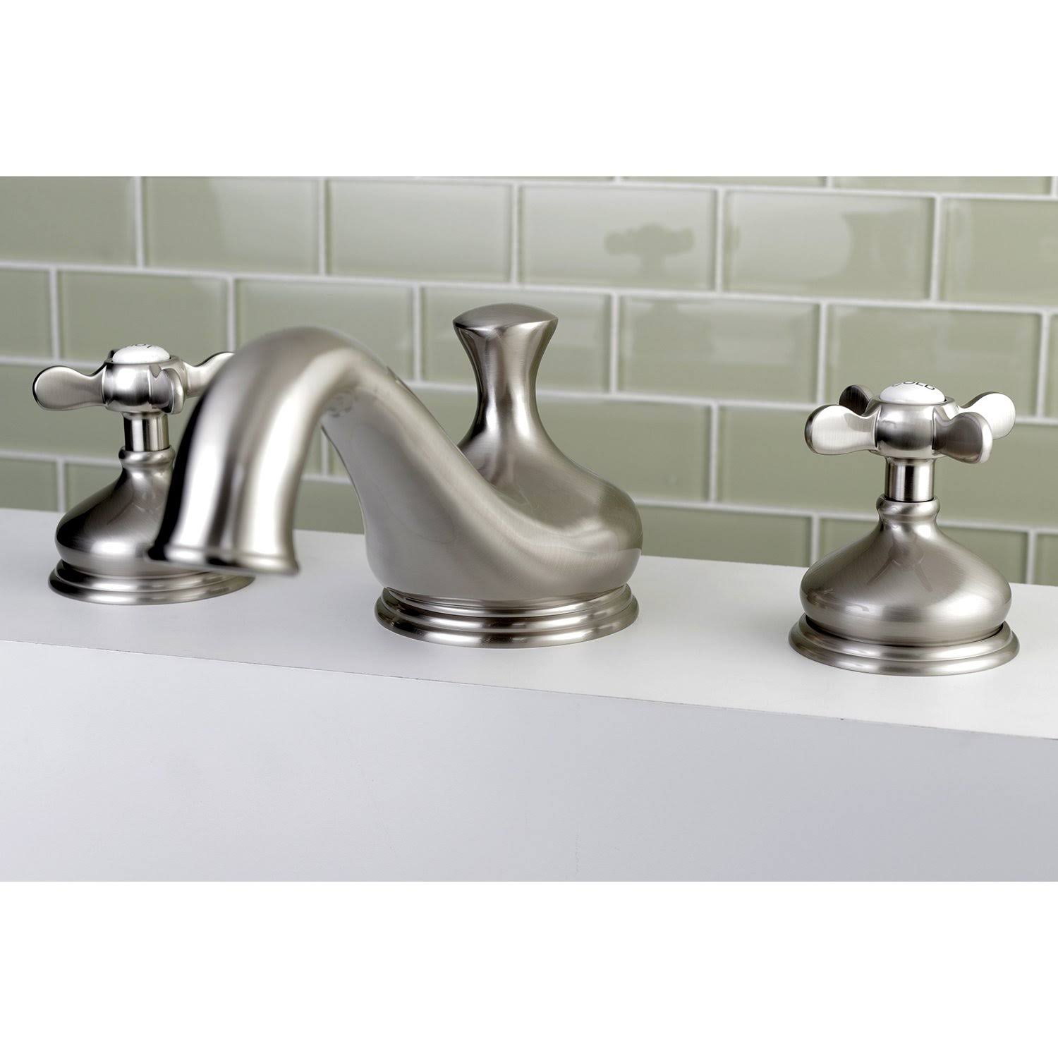 Satin Nickel Roman Tub Filler with Cross Handle X452