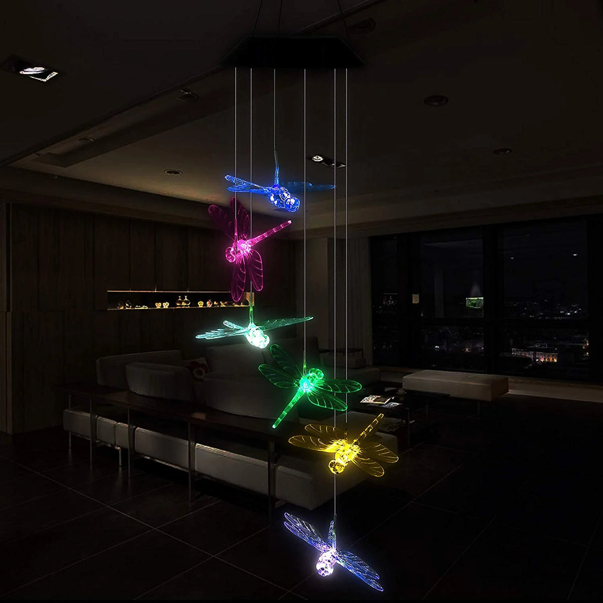Color Changing Dragonfly Wind Chime Spiral Spinner Wind Mobile U842563