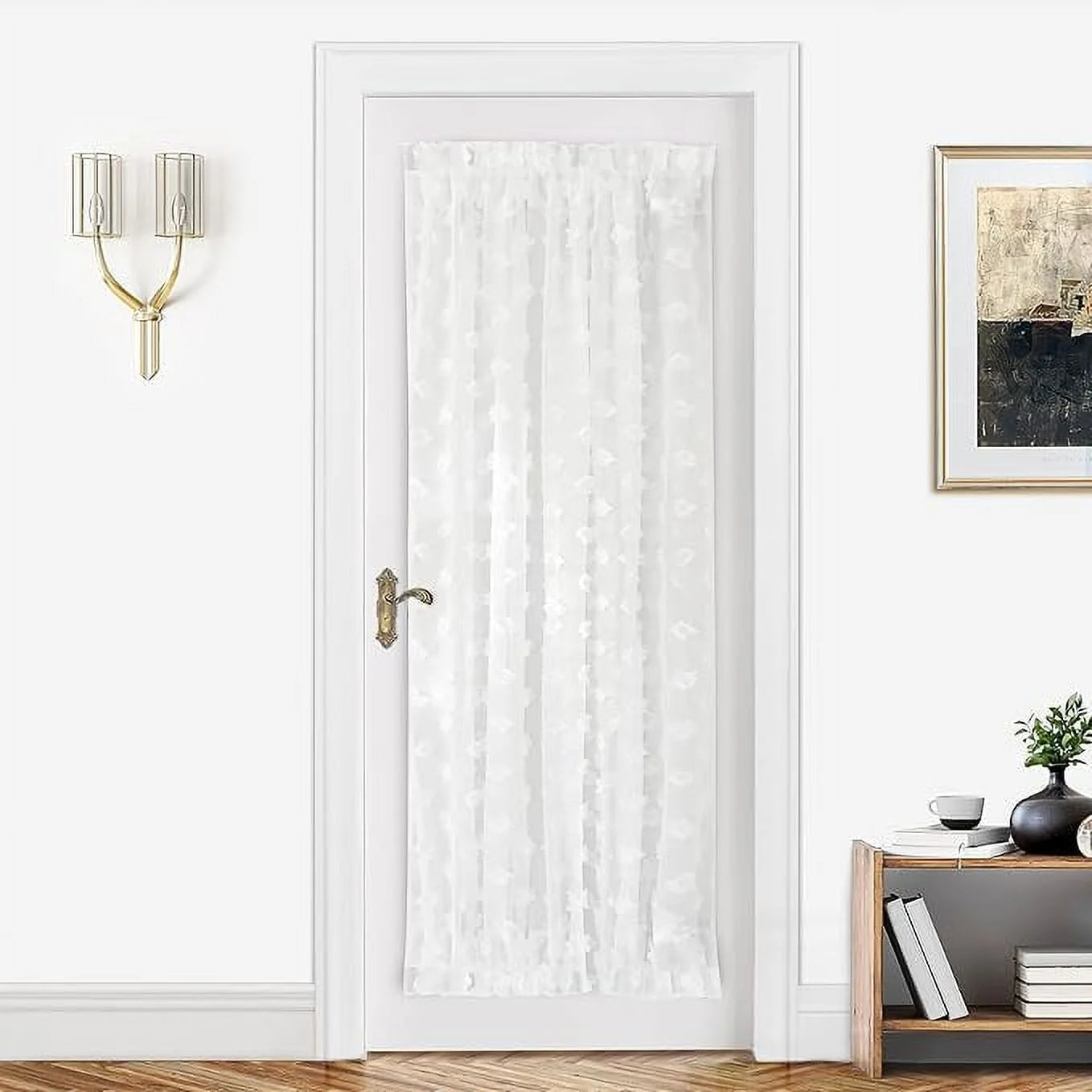 Off White Voile Chiffon Sheer Rod Pocket Door Curtain 52 Inch by 72 Inch C813081