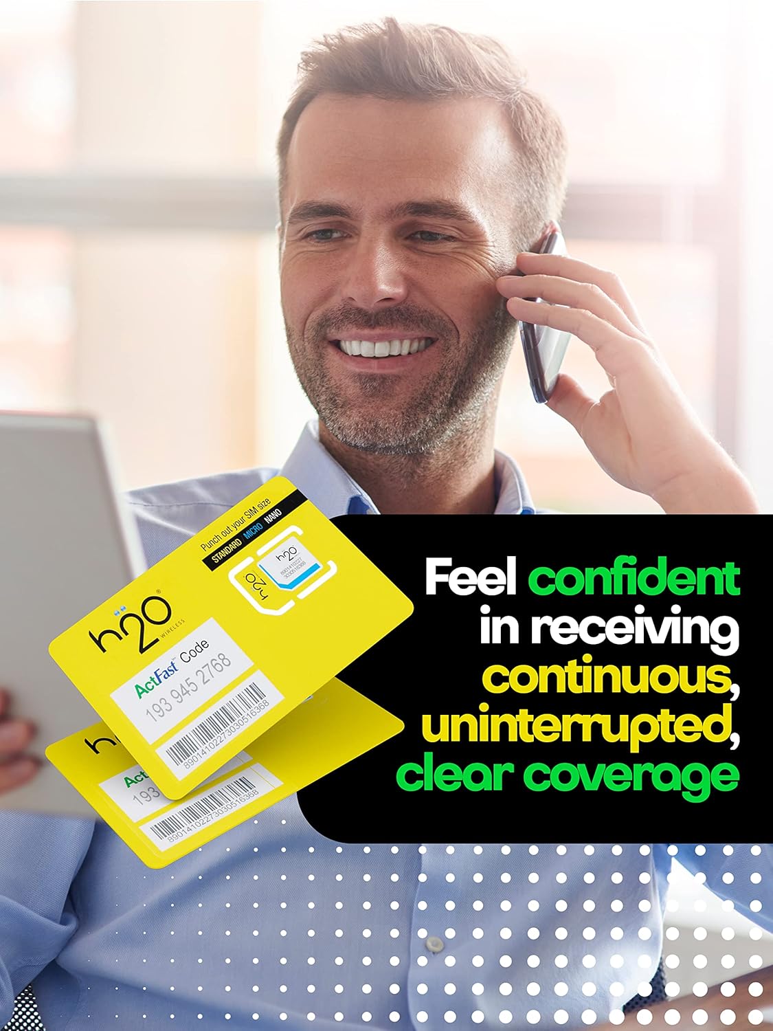 H2O Wireless SIM Card $30 Plan Preloaded Triple-Cut SIM with Unlimited Data and 6GB High-Speed 4G LTE/5G Data Coverage (120-Day Plan) H443