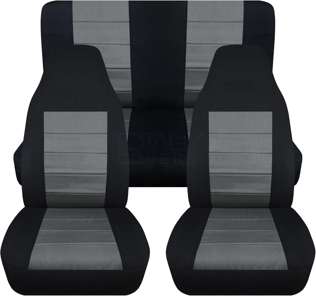 Black & Purple Full Set Front & Rear Seat Covers for 2-Door Jeep Wrangler TJ Q8442