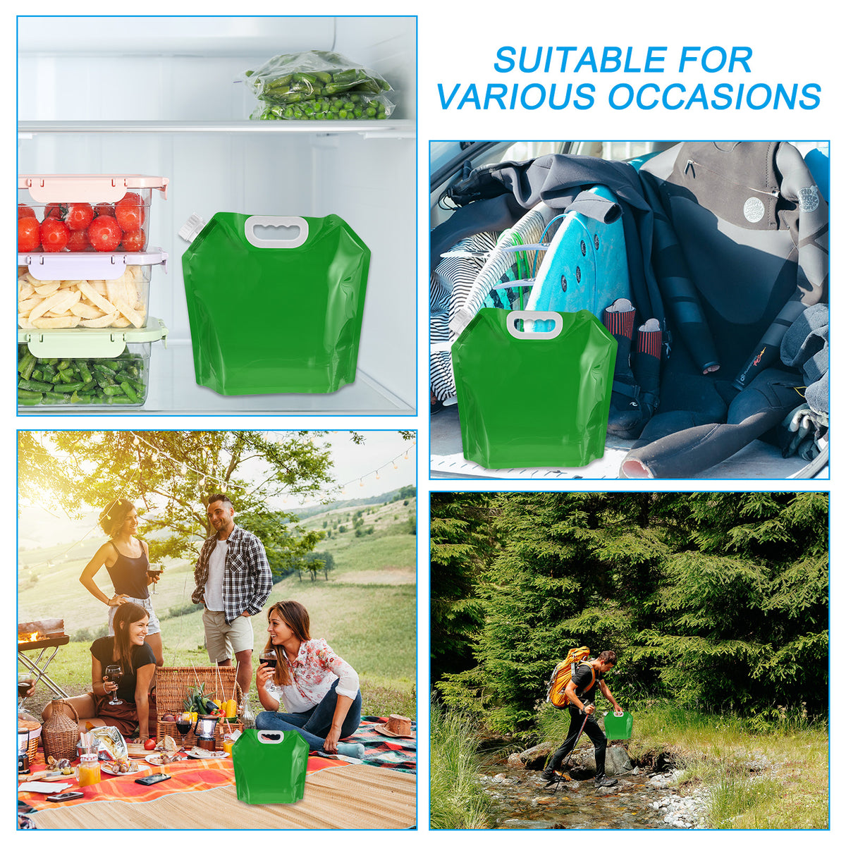 Green 6 Pack Collapsible Water Container Bag C570