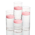 Pink Set of 48 Floating Candles and Cylinder Holders B1006