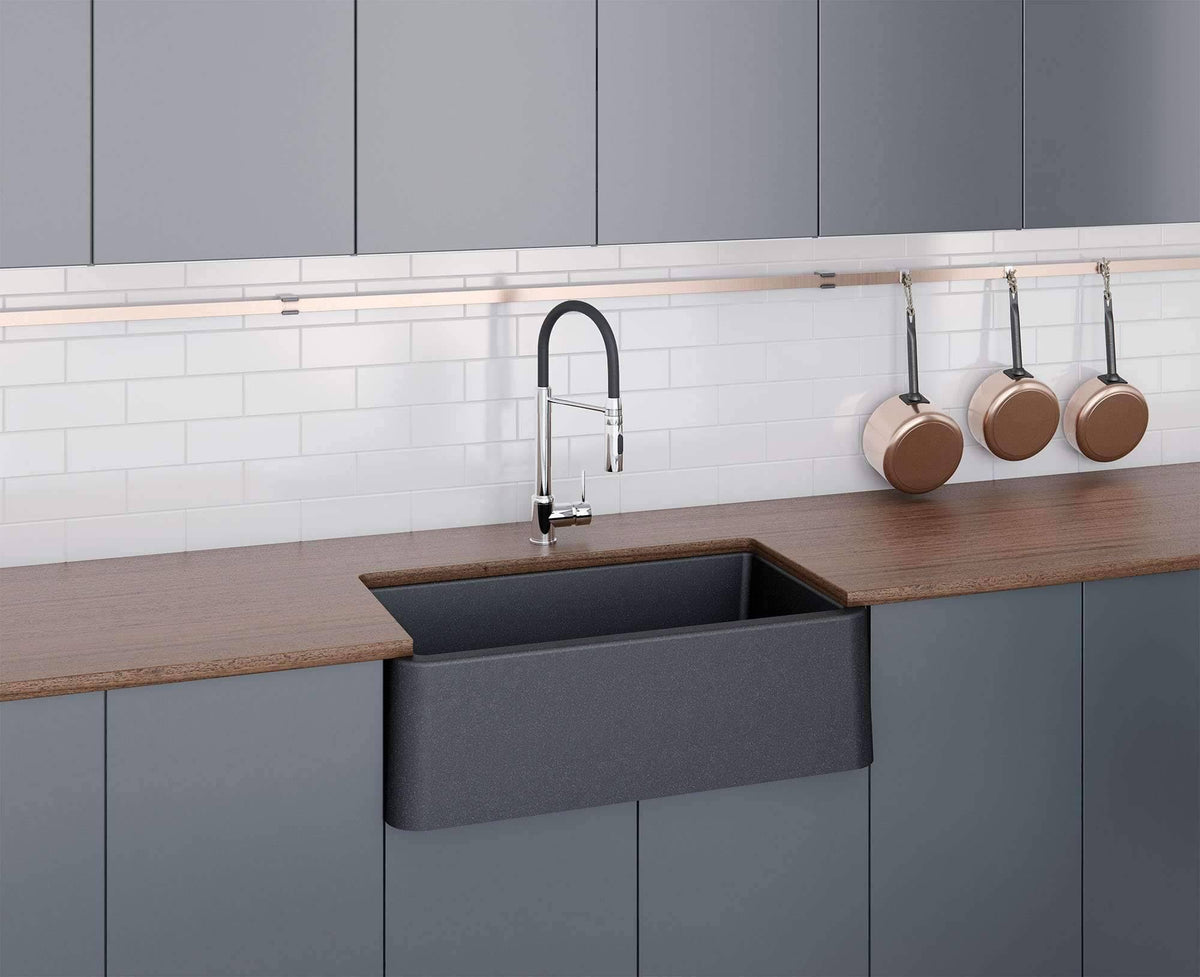 Black Metallic Apron Kitchen Sink W1033