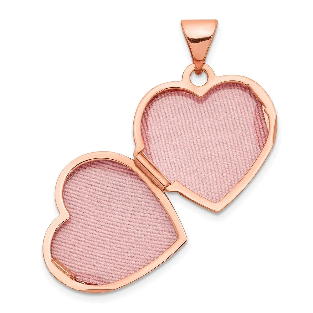 14K Rose Gold 15 mm Heart Locket Pendant U12780