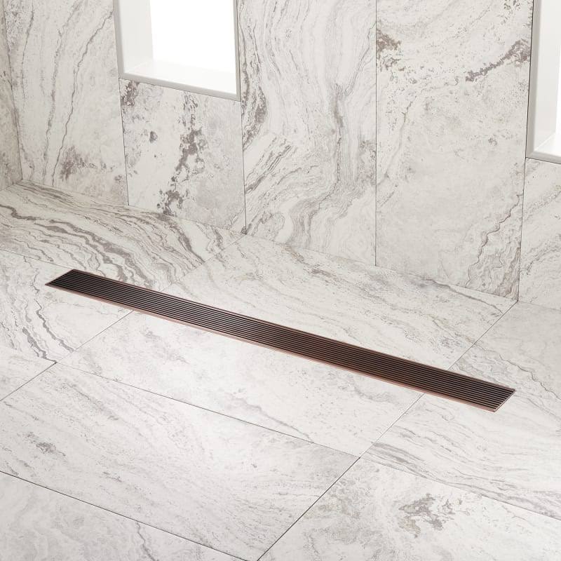Oil Rubbed Bronze Linear Shower Drain with Flange I975960