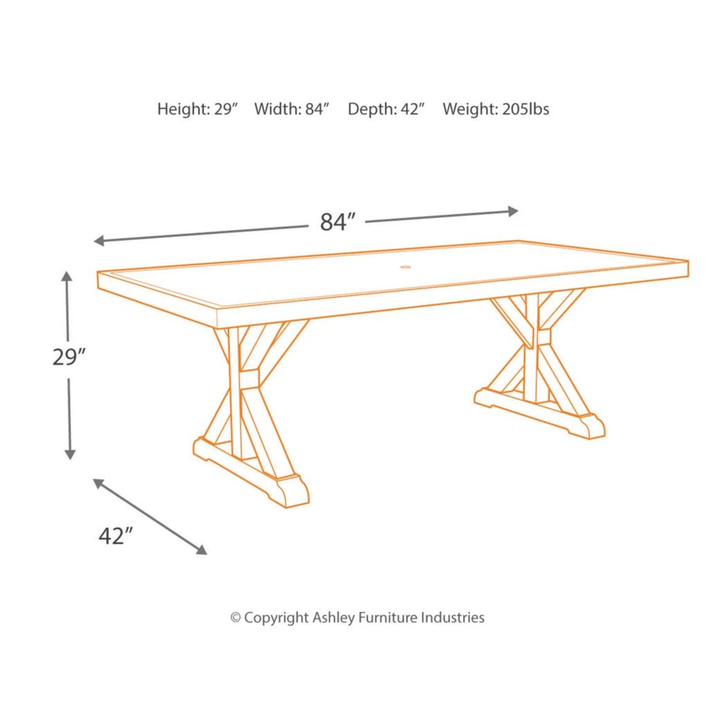 Beige Trestle Patio Dining Table O3621