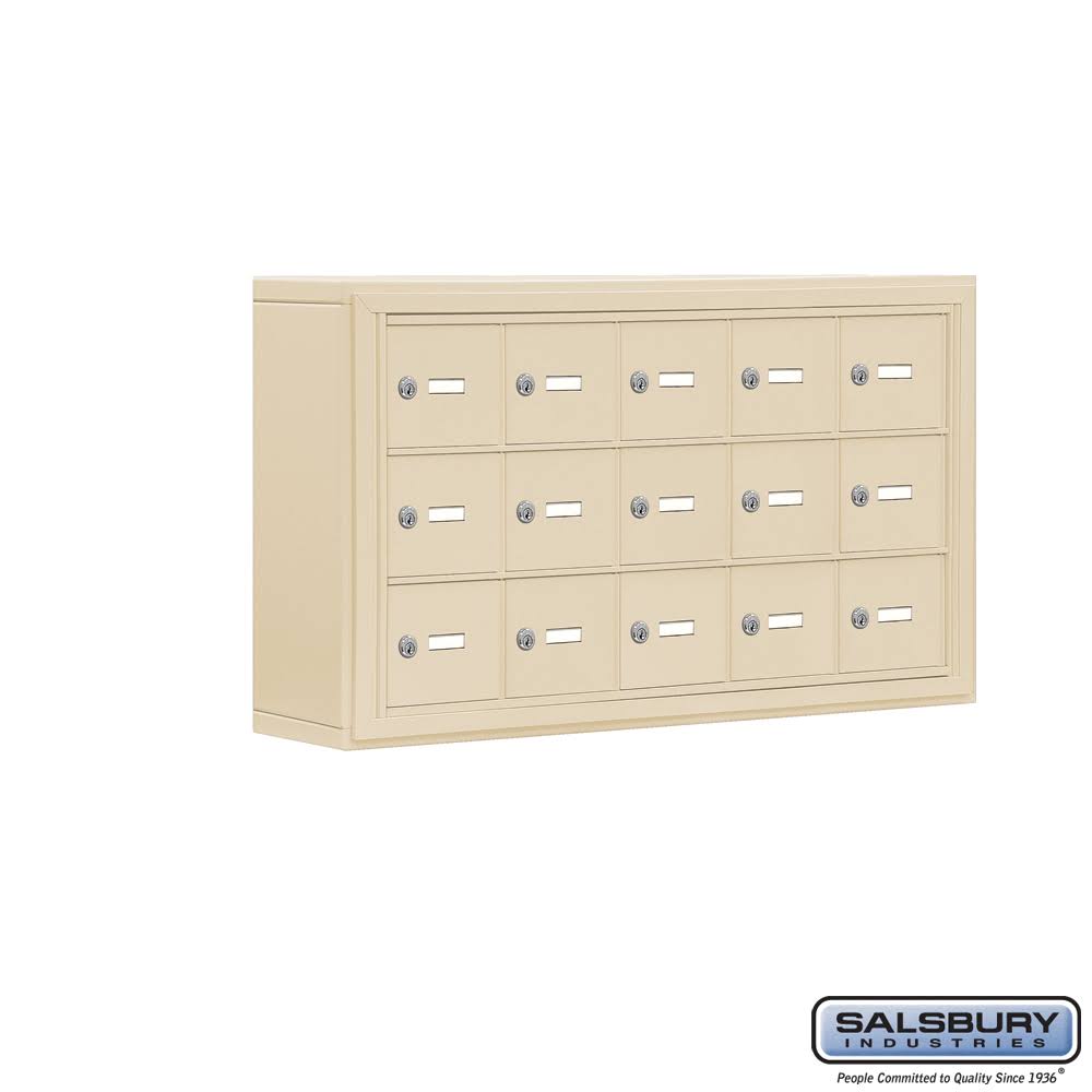 5 in. Cell Phone Storage Locker, 3 Door High Unit, 15 A Doors, Sandstone, Surface Mounted, Master Keye W1661