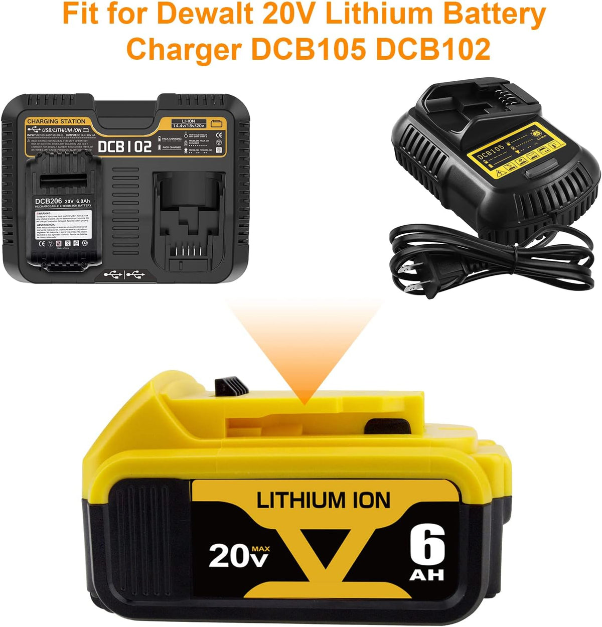 4 Packs 6.0Ah DCB206 Battery Compatible with Dewalt 20V Max Lithium Q95266