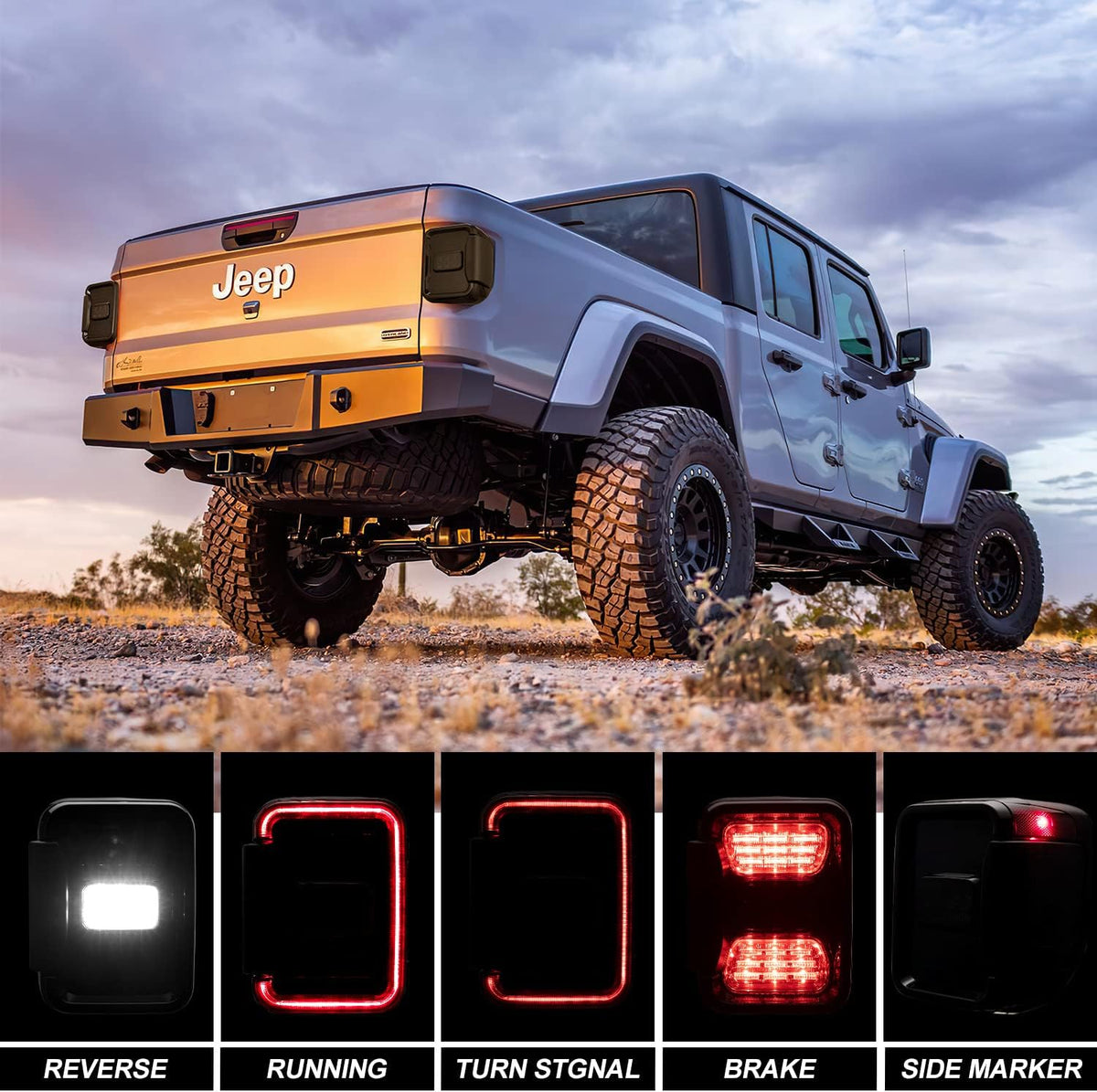 Smoked LED Tail Lights Assembly for Jeep Gladiator JT, 1 Pair V671257
