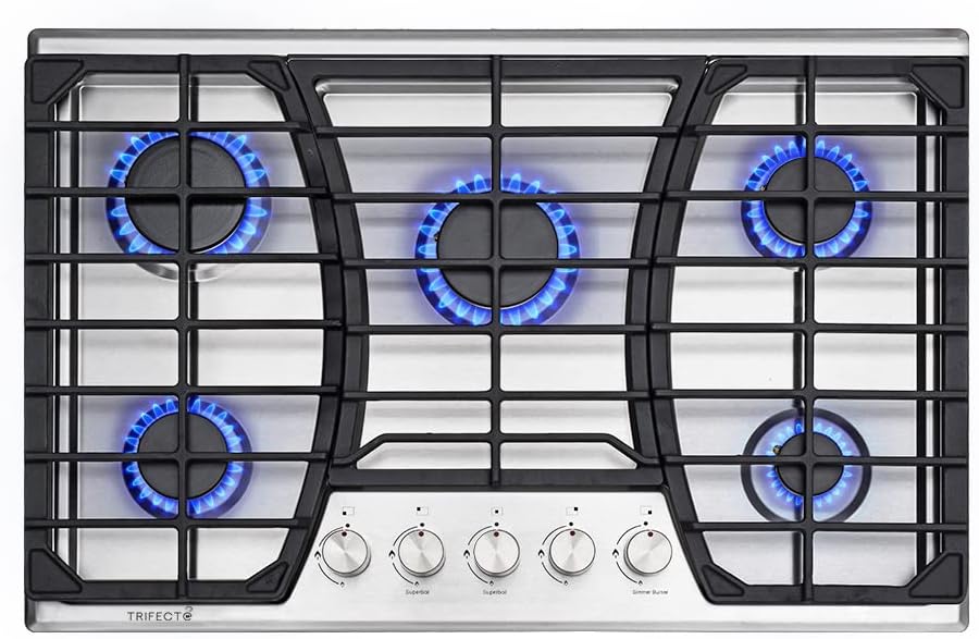 30 Inch Stainless Steel Gas Cooktop with 5 Sealed Burners J440765